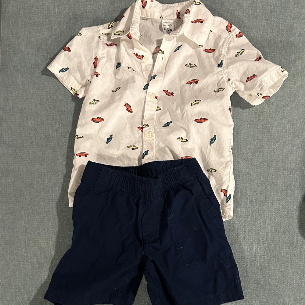Carter's White and Navy Kids Matching Set